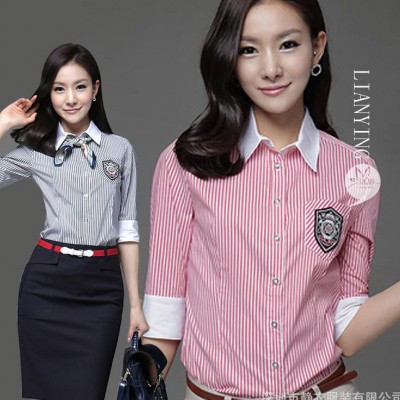 夏季職業(yè)裝男女短袖 企業(yè)白領(lǐng)襯衣 定做韓版修身女式襯衫繡logo