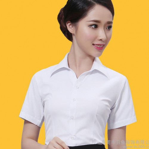 爆款短袖襯衫女白襯衣職業(yè)裝女OL通勤大碼前臺(tái)女正裝工作服印LOGO