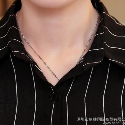 春裝新款女裝韓版個性豎條紋單排扣直筒襯衫