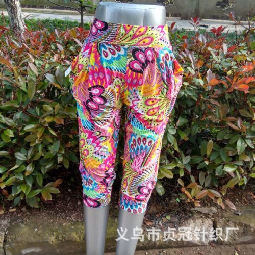 中老年女裝七分褲 七分燈籠哈倫褲冰絲打底褲地攤熱賣新品