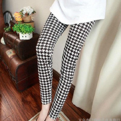 2015韓版千鳥格牛奶絲打底褲女款小腳九分褲打底褲