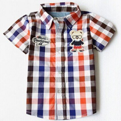 東莞虎門可愛童裝格子襯衫批發 時尚庫存便宜童裝襯衫批發