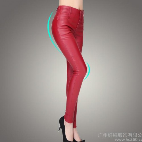 加絨加厚打底褲女長褲高腰修身顯瘦褲街頭鉛筆褲歐美黑色紅色秋冬