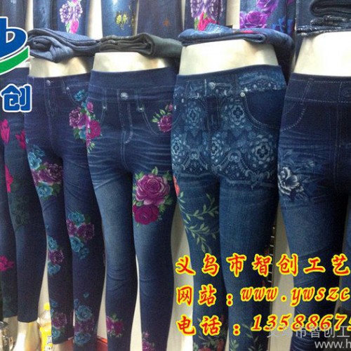 防牛仔印花打底褲 印花牛仔打底褲  防牛仔打底褲 打底褲批發  時尚美體褲批發