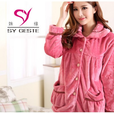 2014秋冬新款姝緣家居服加厚法蘭絨睡衣