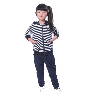 雙十一春秋裝男童海軍套裝男女童運動裝中大童條紋裝特價促銷純棉