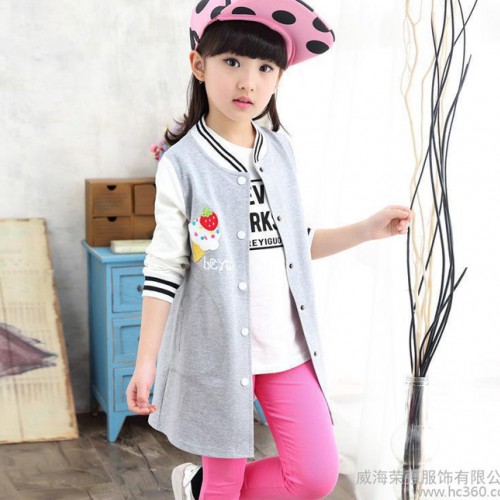 童裝 2016春款中大童打底褲外套2件套 休閑女童套裝 一件