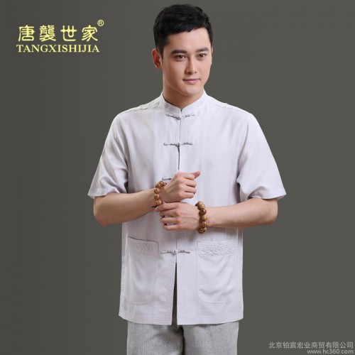 新款**中國風(fēng)傳統(tǒng)文化服男士唐裝短袖中式男裝民族服裝 短袖男