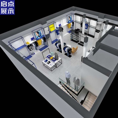 廣東工廠直銷服裝展示架 浙江快時尚男裝貨架 福建鐵木結合運動品牌貨架 女裝貨架設計生產