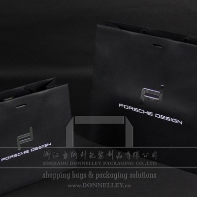 保時捷設(shè)計Porsche Design購物袋，壓紋禮品袋+燙銀紙袋+凹凸服裝袋，定做 品黑卡紙包裝袋