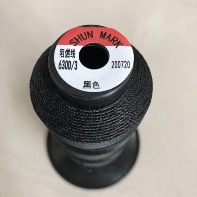 順隆線業SHUNMARK 阻燃線黑色浸泡法生產 滌綸阻燃線500D/3