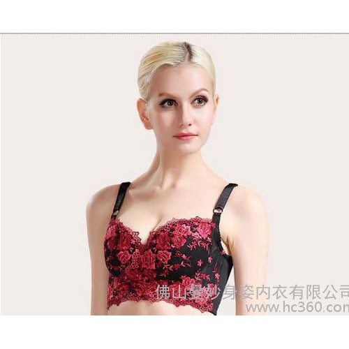 安提尼亞短文黑色無鋼圈 玫瑰花調整型文胸美容院