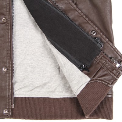 雙十一新春秋款韓版潮款男兒童裝翻領帶帽休閑拉鏈衫皮革外套夾克