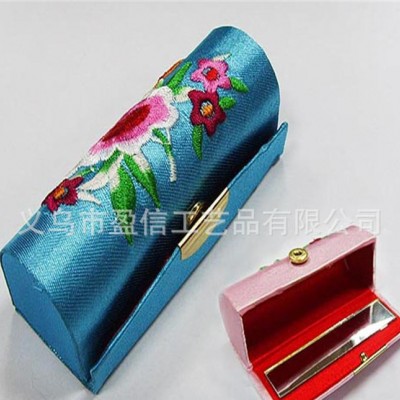 【】 緞布口紅盒 帶鏡子口紅盒 色丁化妝盒 多色定做