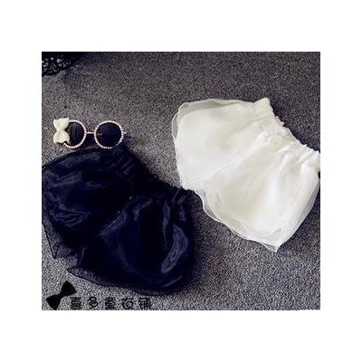 小辣妞 2015夏裝 女童超洋氣百搭雪紡歐根紗休閑短褲 熱褲