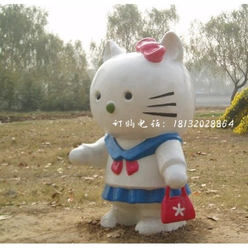 穿水手服的kitty貓  玻璃鋼卡通動物雕塑