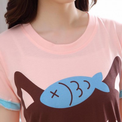 直銷夏季新款女士卡通可愛純棉短袖睡裙 休閑舒適家居服