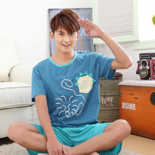 夏季新款純棉情侶睡衣 韓版卡通可愛男女士短袖家居服套裝