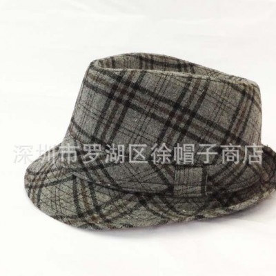 韓版格子圓頂禮帽女春夏天復古帽英倫小禮帽小西裝帽男爵士帽