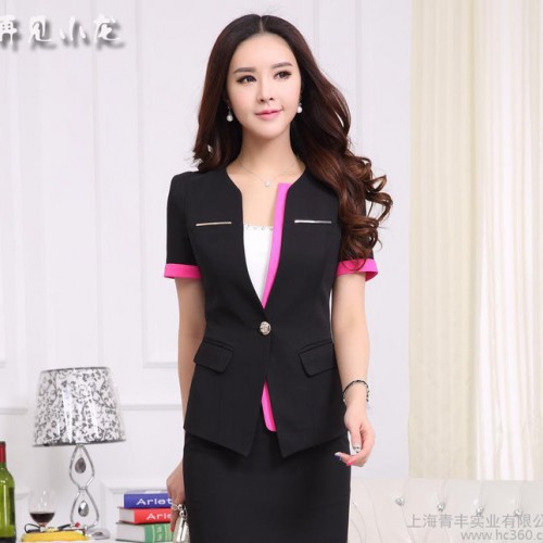 職業裝女褲套裝西裝套裝女短袖面試裝正裝工作服白領制服夏