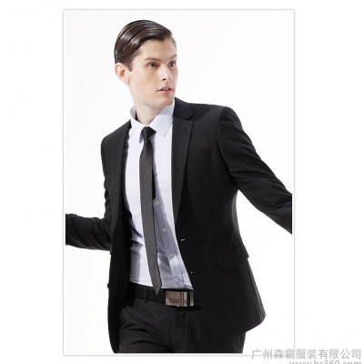 廣州新款男士品牌西服 韓版修身西裝上衣商務休閑西裝男套裝