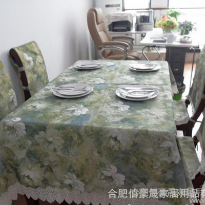 【合肥佰豪晟** 綠色金線提花 桌布臺布 餐椅套 蓋布