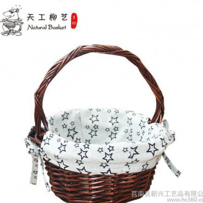 臨沂**柳編籃手提花籃水果小吃采摘籃雞蛋面包編織筐掛籃