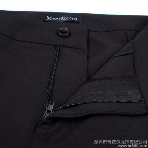 2015春夏新款女裝 九分褲黑色小腳褲子 歐美修身顯瘦百