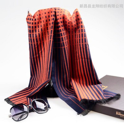 男士人棉條紋提花拉絨圍巾低價處理