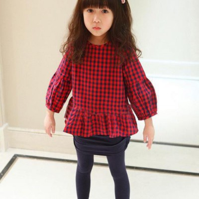 童裝 2014秋季新款女童裙 韓版女童格子襯衫裙 休閑女童連衣短裙