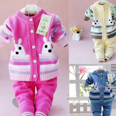 2015秋款品牌童裝新款兒童套裝 男女童全棉針織衫兩件套 直