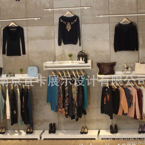 衣服掛架上墻童裝服裝店衣架展示架上墻壁掛女裝正側(cè)掛陳列貨架