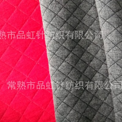 供應針織提花空氣層菱形格子花型空氣層面料