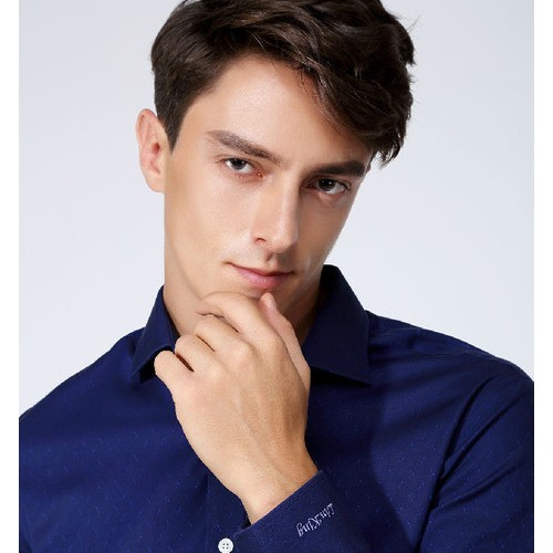 紳霸  寶藍提花  男士襯衣 襯衣定制  襯衫