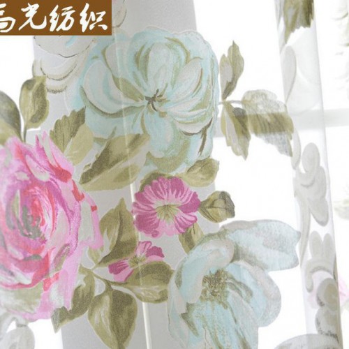 提花印花歐式田園客廳臥室時(shí)尚窗簾定制 寬幅印花窗簾布料