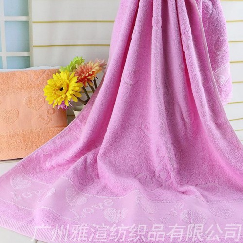 雅渲直銷32股紗提花緞檔LOVE心形純色浴巾 可加印廣告LO