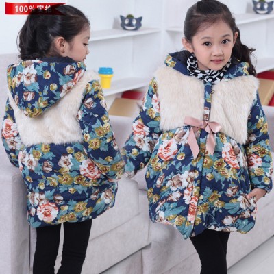 雙十一2013新冬裝童裝兒童女童牡丹碎花加厚棉衣棉服棉襖棉衣外套