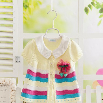 嬰佳宜品牌童裝翻領針織衫寶寶開衫扣可愛公主款2015新款短袖