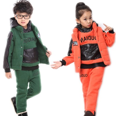 秋款童裝 女童 2013潮 男童 保暖加絨加厚冬裝兒童三件套運動套裝