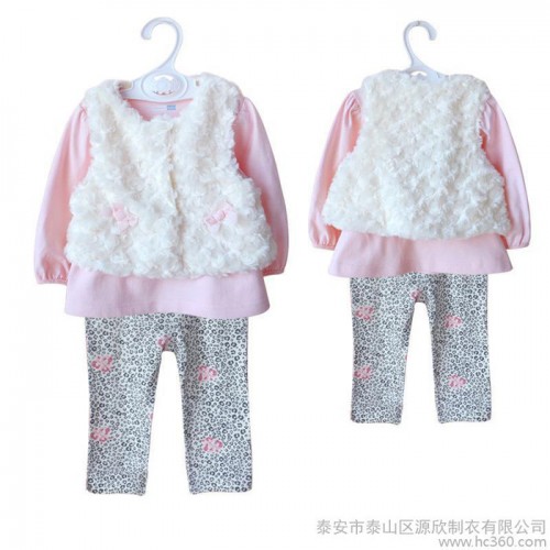 供應維他命2014新款外貿童裝維他命女童3件套童裝批發