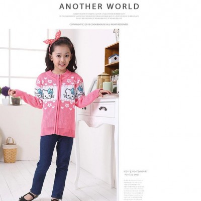中大女童毛衣韓版純棉針織衫嬰佳宜拉鏈提花上衣春秋外套經典款