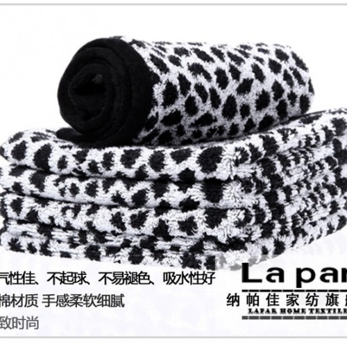Lapar納帕佳家紡純棉全棉個性豹紋提花兒童毛巾方巾浴巾美容面巾運動巾禮品