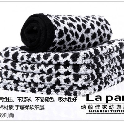 Lapar納帕佳家紡純棉全棉個性豹紋提花兒童毛巾方巾浴巾美容面巾運動巾禮品