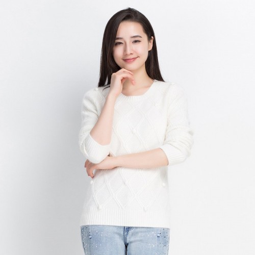 solely 茜歐莉圓領加厚羊絨衫女士 15年秋冬新款提花針織打底羊毛衫 毛衣外套 974501XSHL