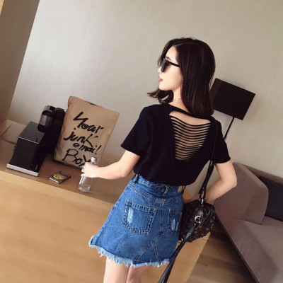 2016夏裝新款性感牛仔褲 女牛仔短褲高腰翻邊磨白牛仔褲女