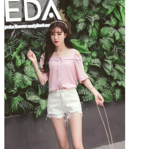 夏季女裝牛仔褲女高腰破洞牛仔短褲韓版大碼修身顯瘦熱褲子潮