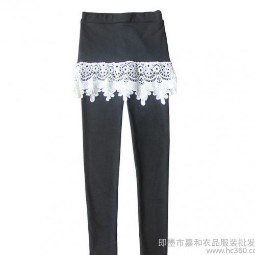 女裝打底褲,假兩件裙褲,蕾絲花邊裙褲,蕾絲裙褲,新款裙褲,2014秋糰
