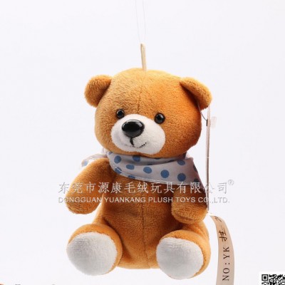 卡通毛絨玩具熊 T/C白底藍點卡通圍巾毛絨熊玩具小吊飾