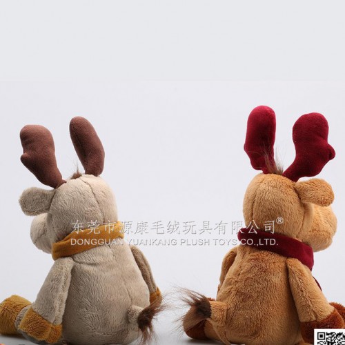 卡通毛絨玩具 圣誕節專用產品 毛絨坐姿圍巾圣誕鹿子公仔