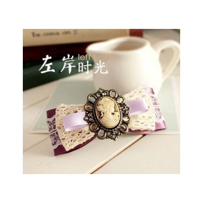 左岸頭飾韓版頭飾蕾絲蝴蝶結發飾少女發卡廠家直供發夾絢紫空間